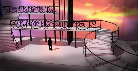 Projekt Melodifestival, Film- och TVscenografi LTU. Förslag på scen till Melodifestivalen, och hur den kan förändras för olika nummer. SketchUp-modell.